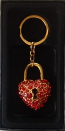 Valentines Day Diamante Ruby Heart Keyring